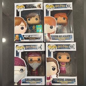 Harry Potter Funko Pop set of 4- Newt, Hermione, Ron, Dumbledore